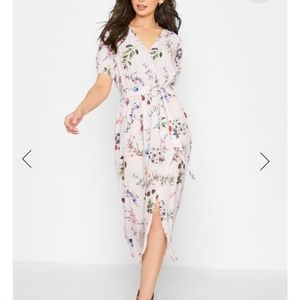 LTS Tall Blush Pink Floral Wrap Dress